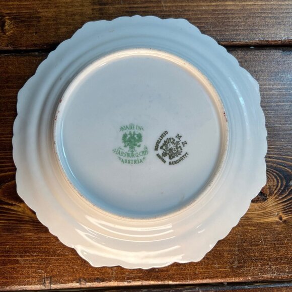 Moritz Zdekauer (MZ) Austria Pink Floral Design Hand-painted Porcelain Plate - Picture 8 of 9